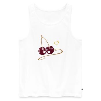 Two cherries with hearts, in love. - Men's Premium Organic Tank Top - white - Front - AI Model Male 178 light (178cm)