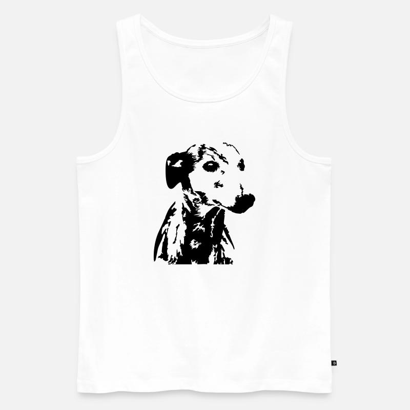 Whippet Kopf - Männer Premium Bio Tank Top - Weiß