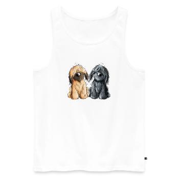 Briard Duo - Schwarz - Fauve - Hund - Geschenk - Männer Premium Bio Tank Top - Weiß - Vorne - Michal (187cm)