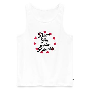 Beau Fils - Beau-Fils - Famille - Mariage - Tshirt - Men's Premium Organic Tank Top - white - Front - AI Model Male 178 light (178cm)
