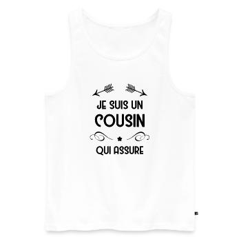 Onkel / Tante / Vetter / Cousin / Kusine - Männer Premium Bio Tank Top - Weiß - Vorne - AI Model Male 178 light (178cm)