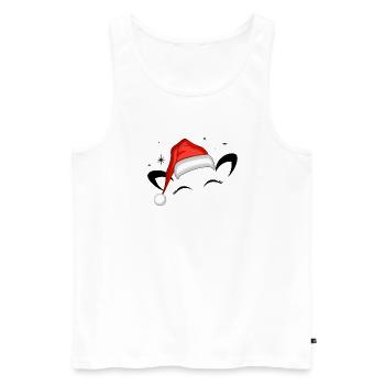 Cat Santa Hat Shining Stars - Men's Premium Organic Tank Top - white - Front - Michal (187cm)