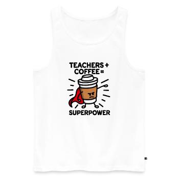 Teachers + coffee = superpower (superhero) light - Men's Premium Organic Tank Top - white - Front - Michal (187cm)