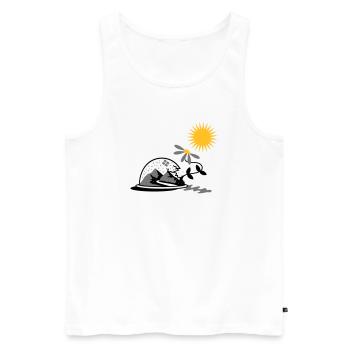 Schneekugel mit Sonnenblume und Sonne - Männer Premium Bio Tank Top - Weiß - Vorne - AI Model Male 178 light (178cm)