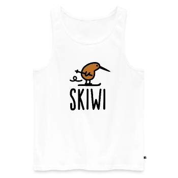 Skiwi funny kiwi New Zealand bird ski cartoon - Men's Premium Organic Tank Top - white - Front - AI Model Male 178 light (178cm)