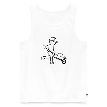 Bauarbeiter mit Schubkarre - Männer Premium Bio Tank Top - Weiß - Vorne - Michal (187cm)