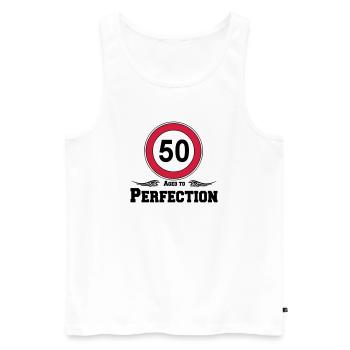 50.Geburtstag , 50 Aged to Perfection ..(25) - Männer Premium Bio Tank Top - Weiß - Vorne - Michal (187cm)