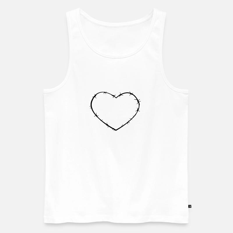 Stacheldraht-Herz - Männer Premium Bio Tank Top - Weiß