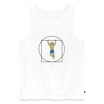 The Vitruvian man in strength (Color) - Men's Premium Organic Tank Top - white - Front - AI Model Male 178 light (178cm)