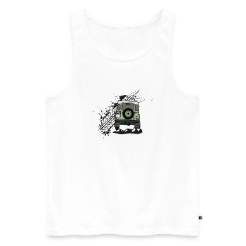 Defender Splash Rear - Men's Premium Organic Tank Top - white - Front - AI Model Male 178 light (178cm)