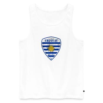 Uruguay Vintage Wappen Design - Männer Premium Bio Tank Top - Weiß - Vorne - AI Model Male 178 light (178cm)