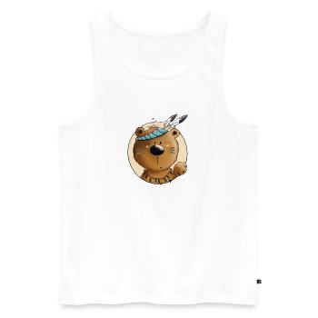 L’ours indien - Débardeur bio Premium Homme - blanc - Devant - Michal (187cm)