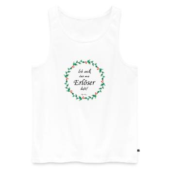 Christliches Design – Mein Erlöser lebt Hiob 19,25 - Männer Premium Bio Tank Top - Weiß - Vorne - AI Model Male 178 light (178cm)