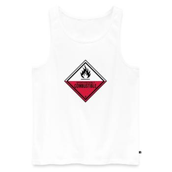 flame danger flammable humor irony fire brigade - Men's Premium Organic Tank Top - white - Front - AI Model Male 178 light (178cm)