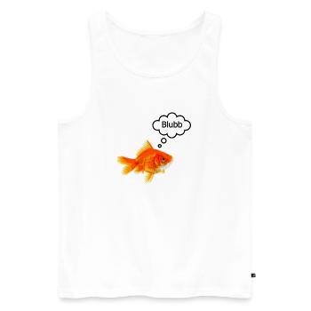 Goldfish with speech bubble - Men's Premium Organic Tank Top - white - Front - AI Model Male 178 light (178cm)