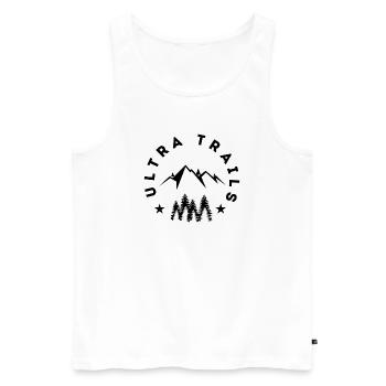 Ultra Trails - Men's Premium Organic Tank Top - white - Front - AI Model Male 178 light (178cm)