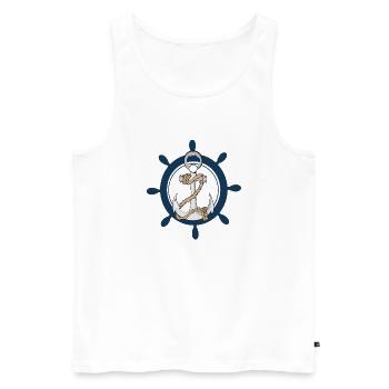 Ancre avec volant dur bâbord - Débardeur bio Premium Homme - blanc - Devant - Michal (187cm)
