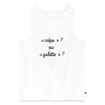 Bretagne - Crêpe ou galette ? - Débardeur bio Premium Homme - blanc - Devant - AI Model Male 178 light (178cm)