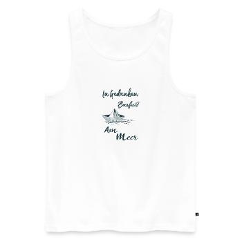 In Gedanken Barfuß am Meer - Männer Premium Bio Tank Top - Weiß - Vorne - Michal (187cm)