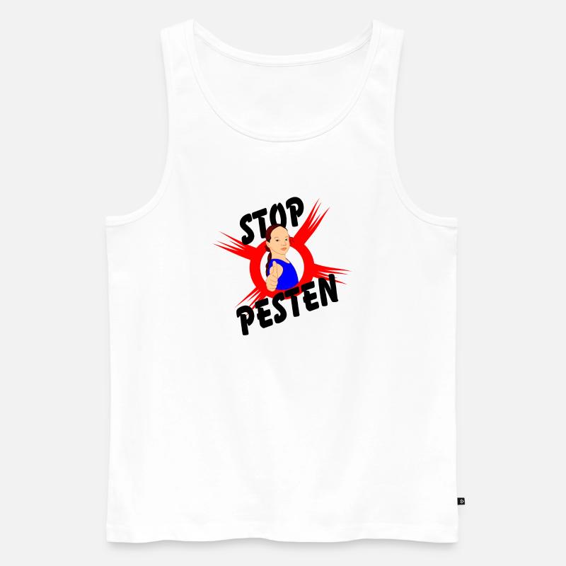 Stoppen Sie Mobbing Logo-Text STOP MOBBING' - Männer Premium Bio Tank Top - Weiß