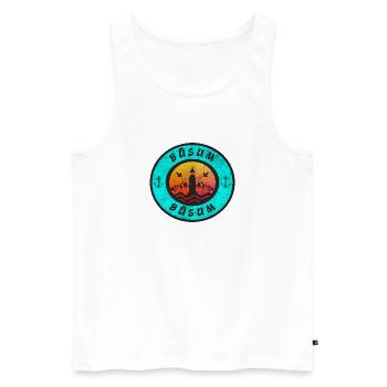 Büsum Leuchtturm Design / Geschenkidee - Männer Premium Bio Tank Top - Weiß - Vorne - Michal (187cm)