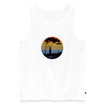 Nordsee Ostsee Leuchtturm mit Windflüchter vintage - Men's Premium Organic Tank Top - white - Front - AI Model Male 178 light (178cm)