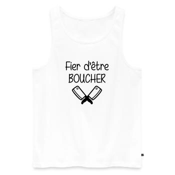 Fier d'être boucher - Débardeur bio Premium Homme - blanc - Devant - Michal (187cm)