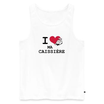 I love ma caissière - Débardeur bio Premium Homme - blanc - Devant - Michal (187cm)