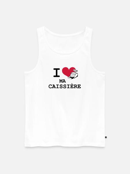I love ma caissière - Débardeur bio Premium Homme - blanc