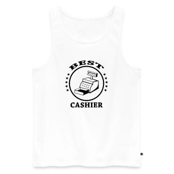 Best Cashier - Men's Premium Organic Tank Top - white - Front - AI Model Male 178 light (178cm)