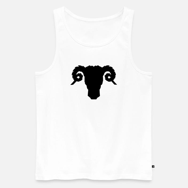 Bock- oder Rammkopfschattenbild - Männer Premium Bio Tank Top - Weiß