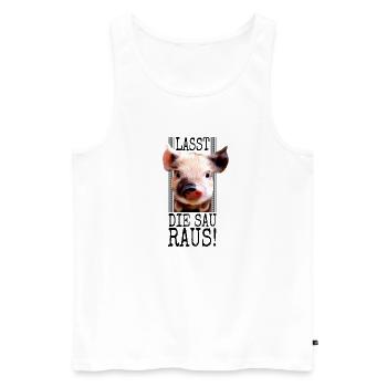 Lasst Die Sau Raus Tierfreund Gegen Tierquälerei - Männer Premium Bio Tank Top - Weiß - Vorne - Michal (187cm)