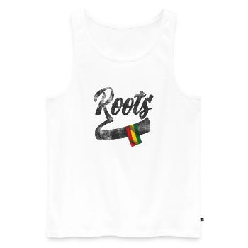 Roots Reggae Design with Colored Flag - Men's Premium Organic Tank Top - white - Front - AI Model Male 178 light (178cm)