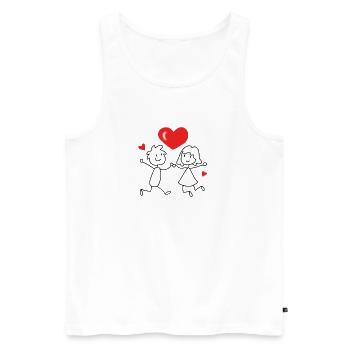Loving couple with heart motif - Men's Premium Organic Tank Top - white - Front - Michal (187cm)