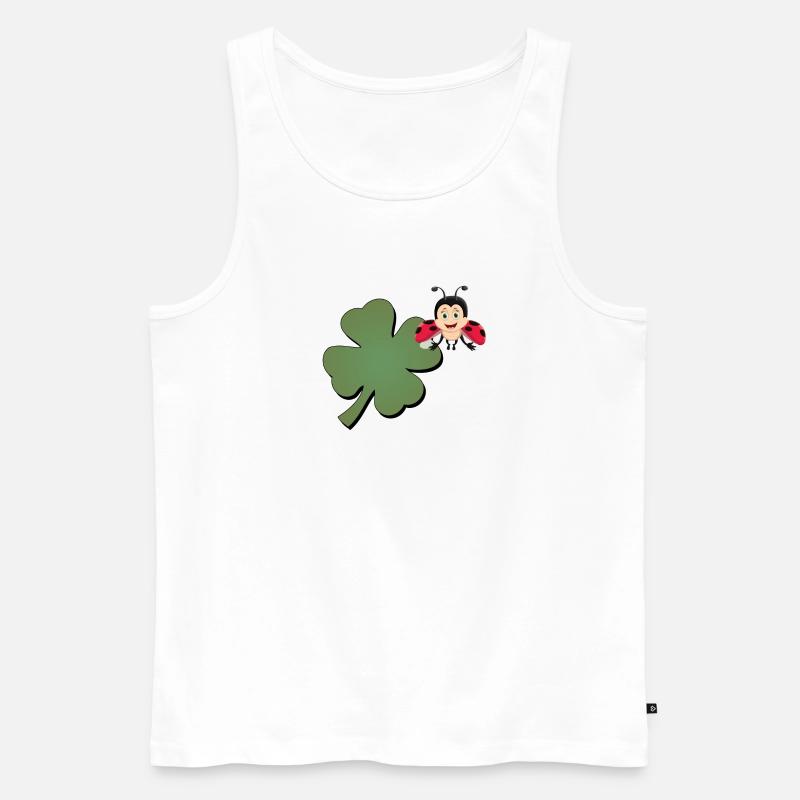 Kleeblatt mit Ladybug (Marienkäfer) - Männer Premium Bio Tank Top - Weiß