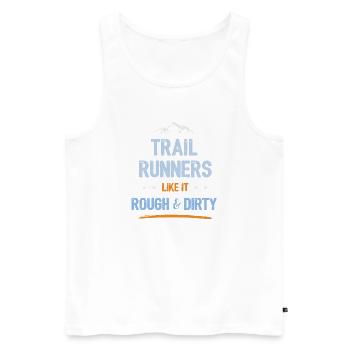Trailrunner mögen es rau und schmutzig - Männer Premium Bio Tank Top - Weiß - Vorne - AI Model Male 178 light (178cm)