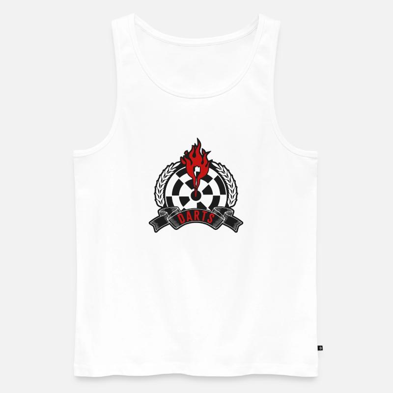 Flammendes Dartboard Emblem - Männer Premium Bio Tank Top - Weiß