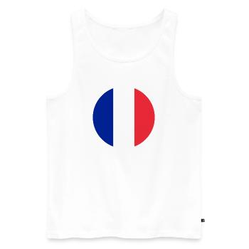round sticker flag of France Aufkleber Frankreich - Men's Premium Organic Tank Top - white - Front - AI Model Male 178 light (178cm)
