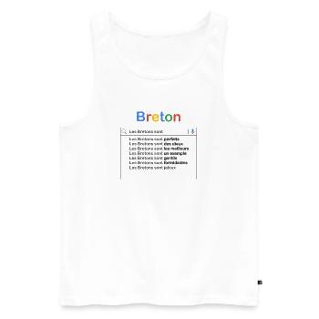 Breton recherche - Débardeur bio Premium Homme - blanc - Devant - Michal (187cm)