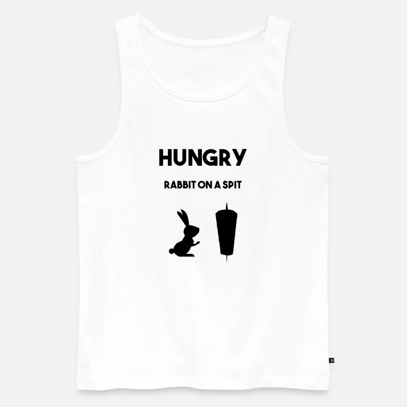 Hungriger Hasse vor Fleischspieß - Männer Premium Bio Tank Top - Weiß