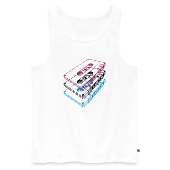 Cassette 3D – Mixtape rétro Perspective vintage - Débardeur bio Premium Homme - blanc - Devant - AI Model Male 178 light (178cm)