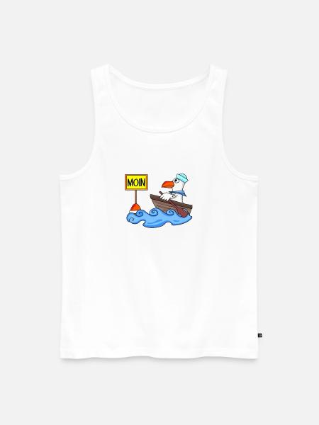 Moin Seemann Möwe Seemöwe Boot - Männer Premium Bio Tank Top - Weiß