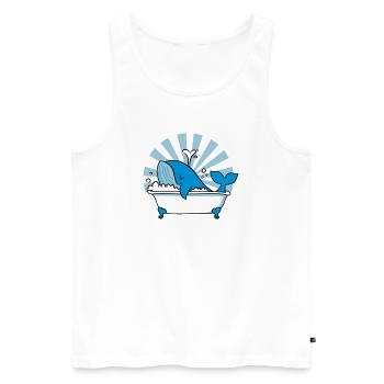 Baleine dans la baignoire – Funny Ocean Design - Débardeur bio Premium Homme - blanc - Devant - Michal (187cm)