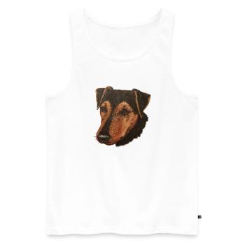 Jagdterrier Portrait - Männer Premium Bio Tank Top - Weiß - Vorne - AI Model Male 178 light (178cm)