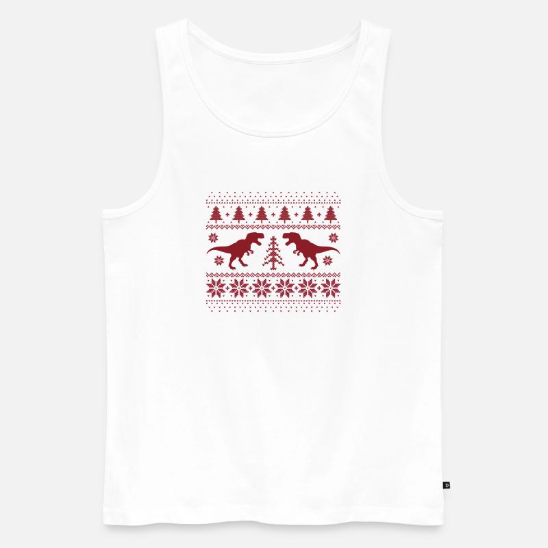 Dinosaurier-Weihnachtspullover - Männer Premium Bio Tank Top - Weiß