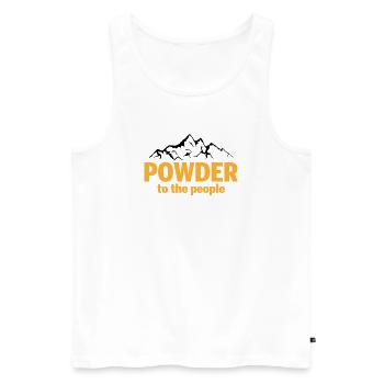 Powder To The People - Men's Premium Organic Tank Top - white - Front - AI Model Male 178 light (178cm)