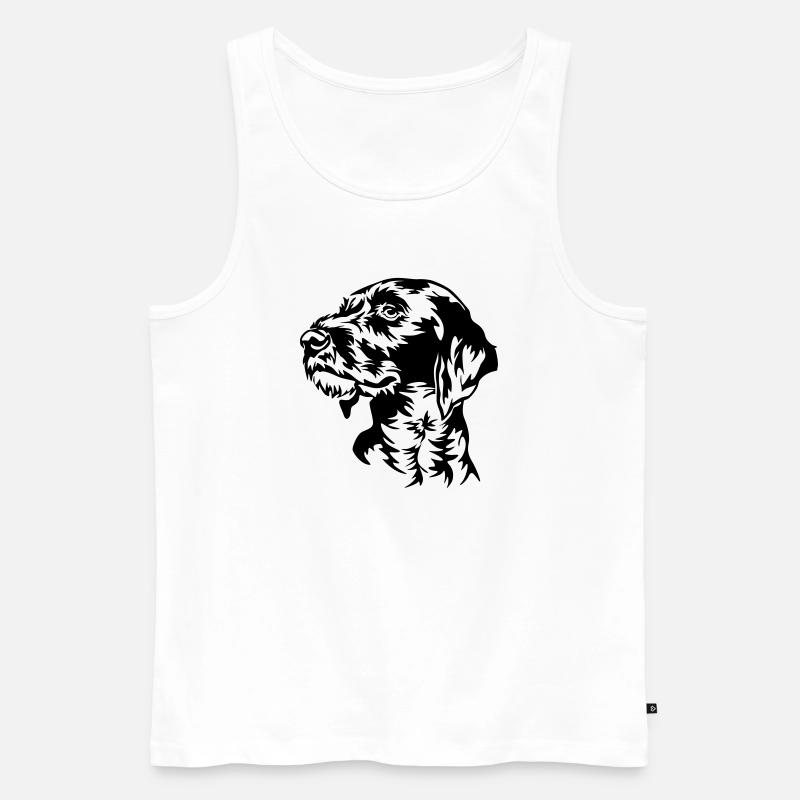 Deutsch Drahthaar Kopf - Männer Premium Bio Tank Top - Weiß