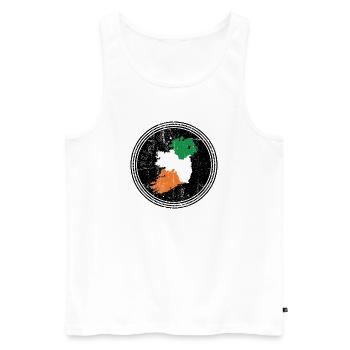 Ireland Tricolor Map Emblem - Men's Premium Organic Tank Top - white - Front - AI Model Male 178 light (178cm)