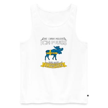 Ich muss nur nach Schweden Spruch Elch - Männer Premium Bio Tank Top - Weiß - Vorne - Michal (187cm)