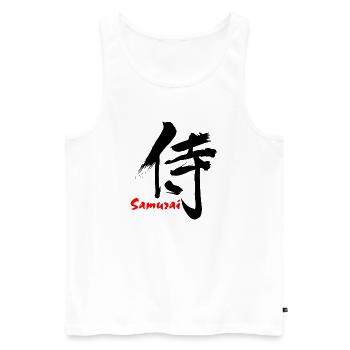 Samouraï en écriture kanji japonaise - Débardeur bio Premium Homme - blanc - Devant - AI Model Male 178 light (178cm)